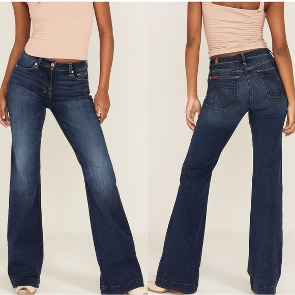 7 For All Mankind Denim - 7 for All Mankind DOJO Jeans Women’s Size 27 Dark Wash Flare Leg U115B380S